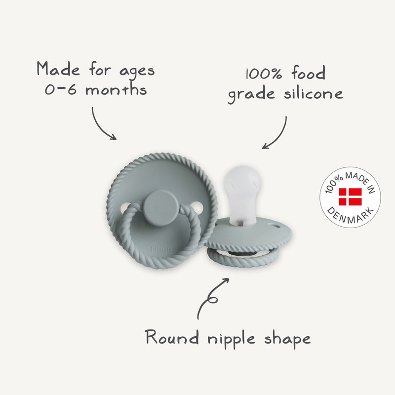 FRIGG Round Pacifier - Rope Silicone Size 1 - Jet Black