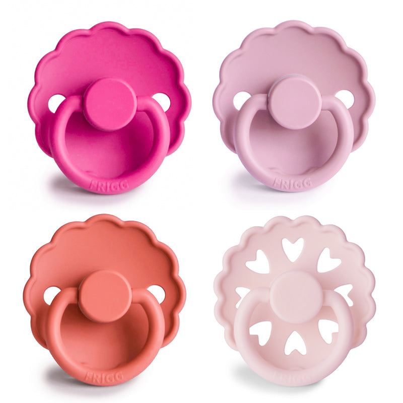 FRIGG 4-Pack Pacifiers - Silicone Size 2 - Rosy Romance