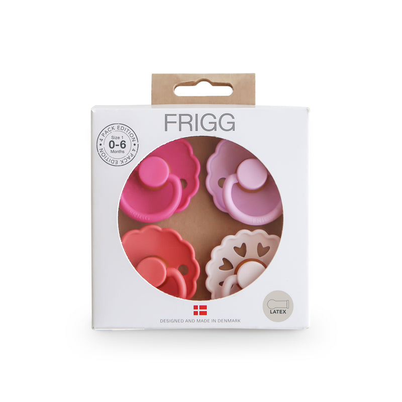FRIGG 4-Pack Pacifiers - Latex Size 1 - Rosy Romance