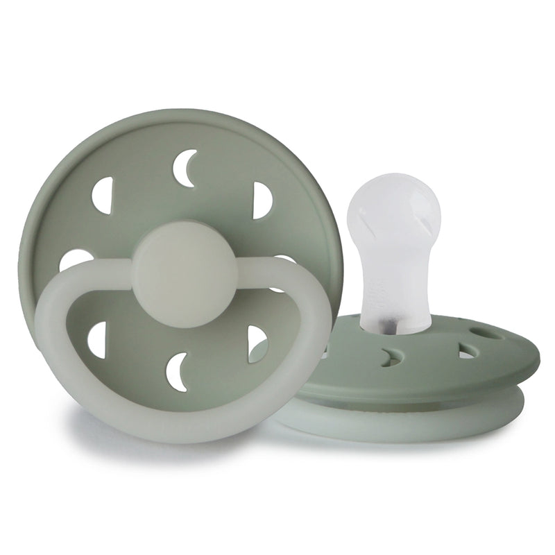 FRIGG Round Pacifier - Moon Phase Night Silicone Size 1 - Sage