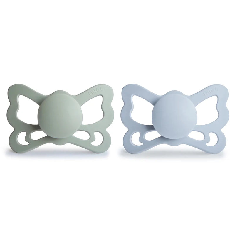 FRIGG Pacifier - Butterfly Silicone 2-Pack Size 2 - Sage/Powder Blue