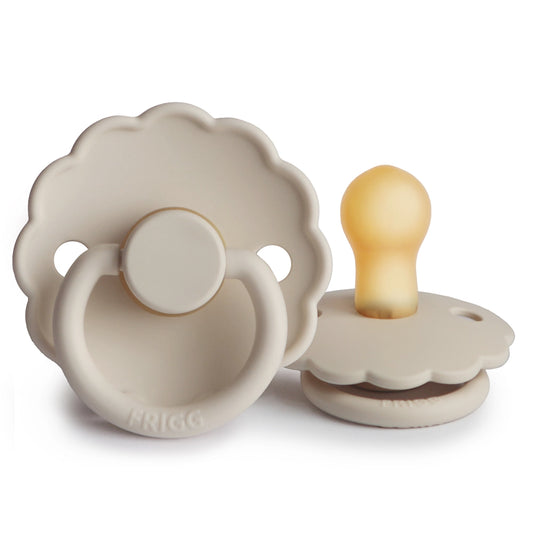 FRIGG Round Pacifier - Daisy Latex Size 1 - Sandstone