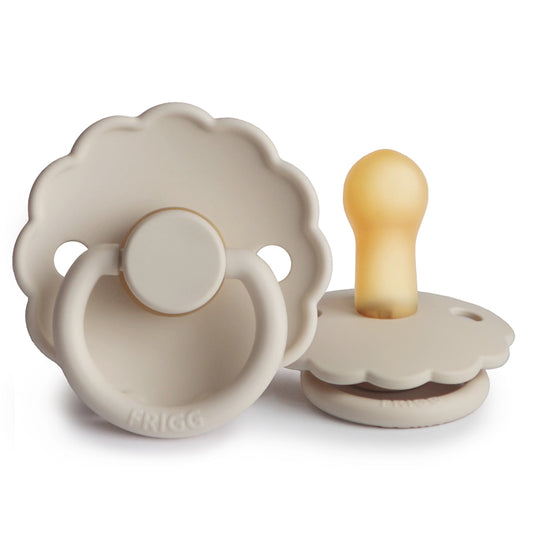 FRIGG Round Pacifier - Daisy Latex Size 2 - Sandstone