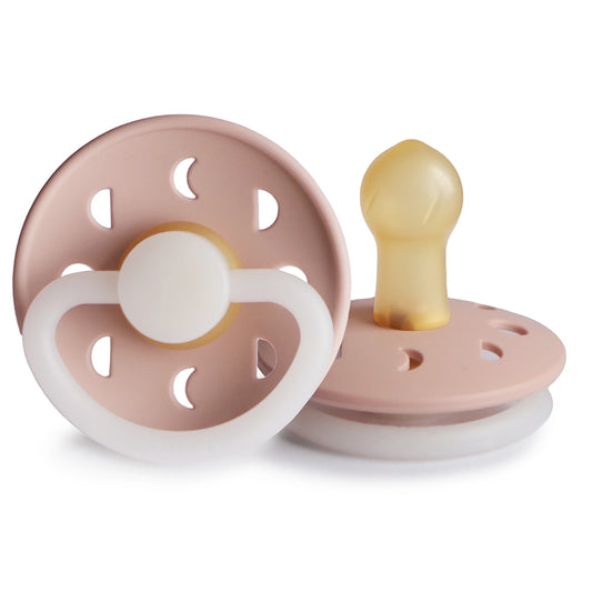FRIGG Round Pacifier - Moon Phase Night Latex Size 1 - Blush