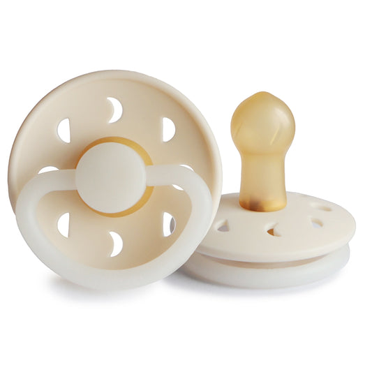 FRIGG Round Pacifier - Moon Phase Night Latex Size 1 - Cream