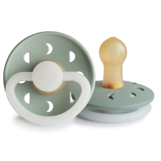 FRIGG Round Pacifier - Moon Phase Night Latex Size 1 - Sage