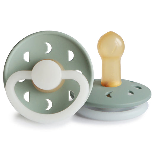 FRIGG Round Pacifier - Moon Phase Night Latex Size 2 - Sage