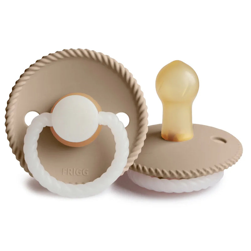 FRIGG Round Pacifier - Rope Night Latex Size 1 - Croissant