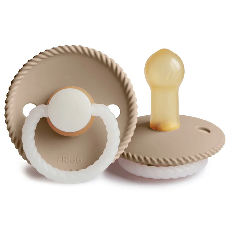 FRIGG Round Pacifier - Rope Night Latex Size 2 - Croissant