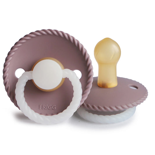 FRIGG Round Pacifier - Rope Night Latex Size 1 - Twilight Mauve