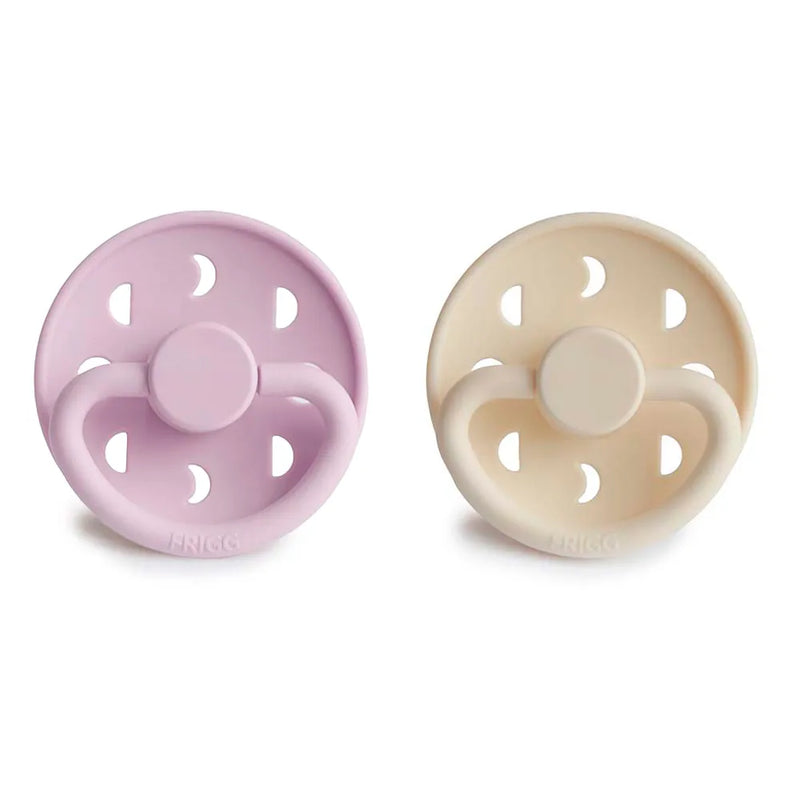 FRIGG Pacifier - Moon Phase Silicone 2-Pack Size 2 - Soft Lilac/Cream