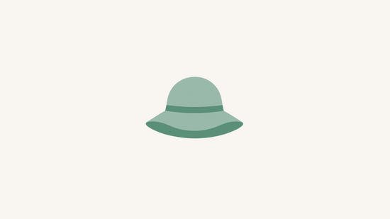 Illustration of a wide-brimmed sun hat for babies, highlighting sun safety and heat protection.