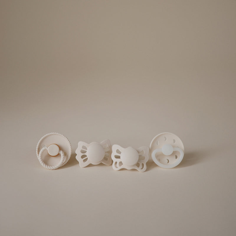 FRIGG Baby's First Pacifier - 4-Pack - Moonlight Sailing - Cream