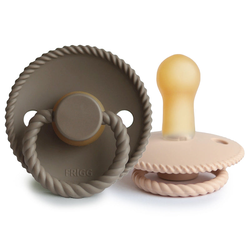 FRIGG Pacifier - Rope Latex 2-Pack Size 2 - Portobello/Croissant